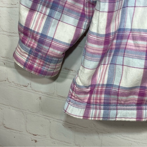 LL Bean Fleece Lined Plaid Shacket Flannel Womens Medium Pink Lumberjack - Picture 7 of 12